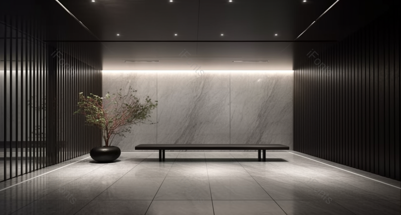 灯光明亮的等待室室内椅子和盆栽植物装修空间,高清,摄影图,摄影图片,图片大全,摄影图免费下载